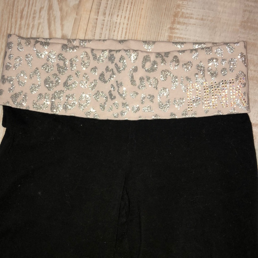 PINK sparkly leopard print yoga pants